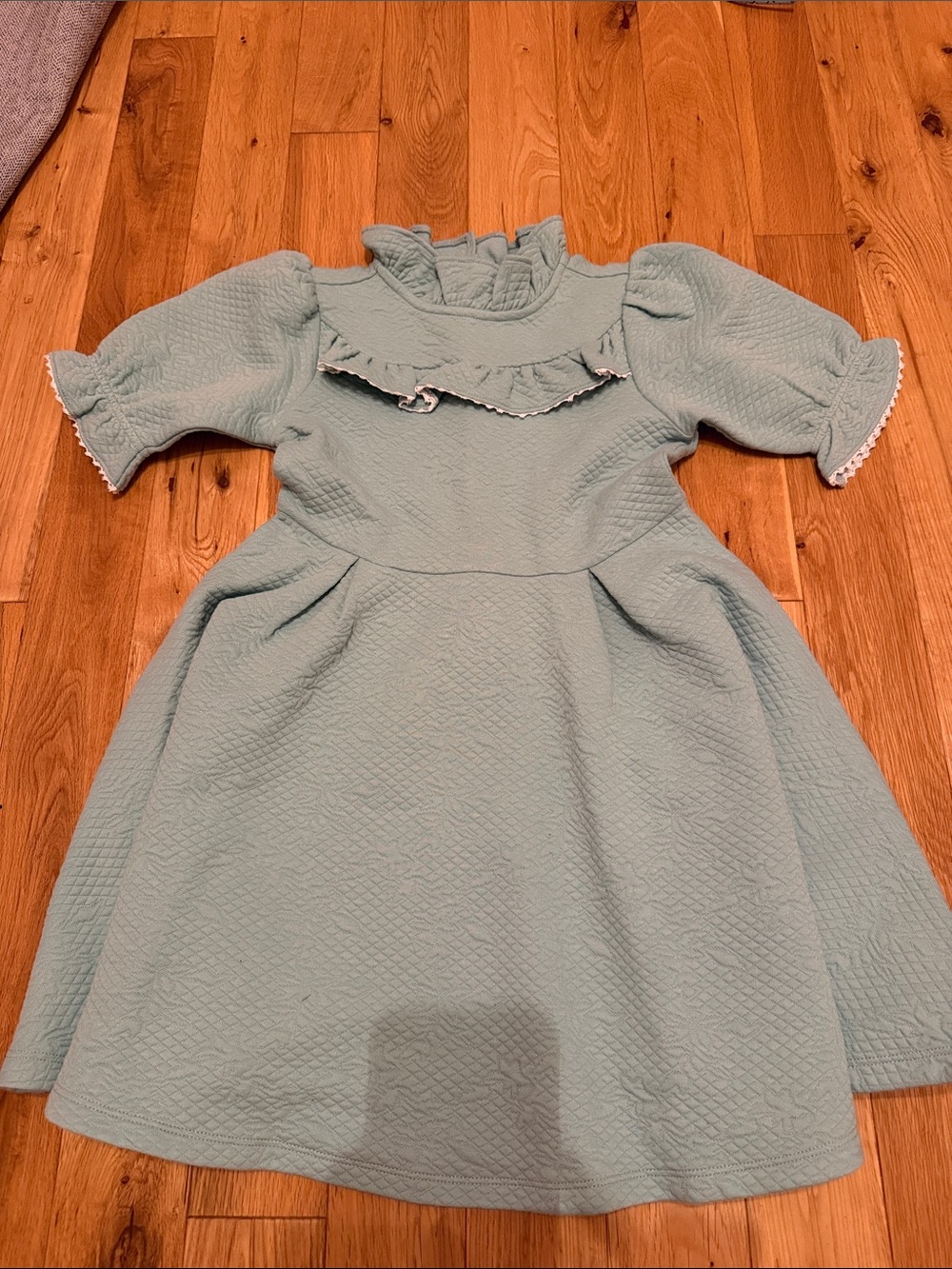 Janie and Jack Seafoam Ruffle Collar Textured Dress